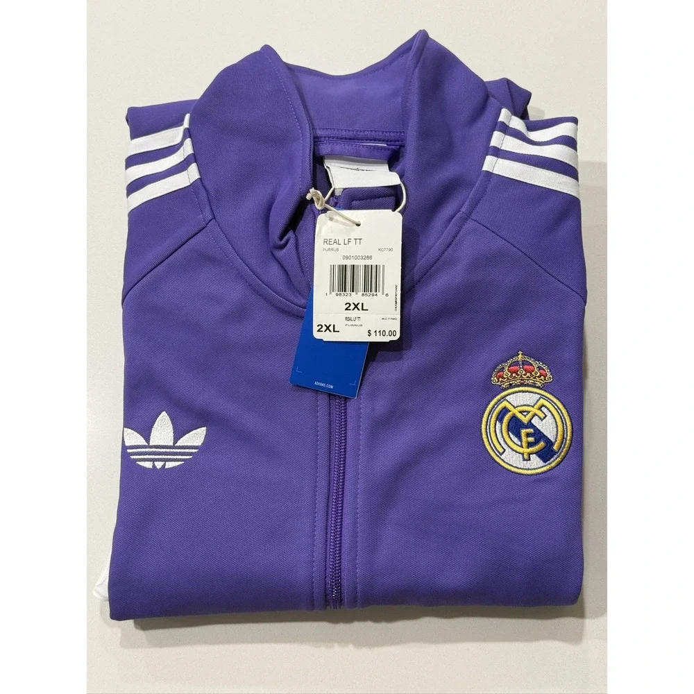 Adidas Real Madrid Lifestyler Track Jacket Men's 2XL Purple White KC7790 Soccer